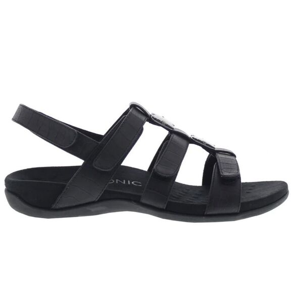 Vionic Amber Black Croc Strappy Sandals Sz 9 WIDE WIDTH - Picture 1 of 7